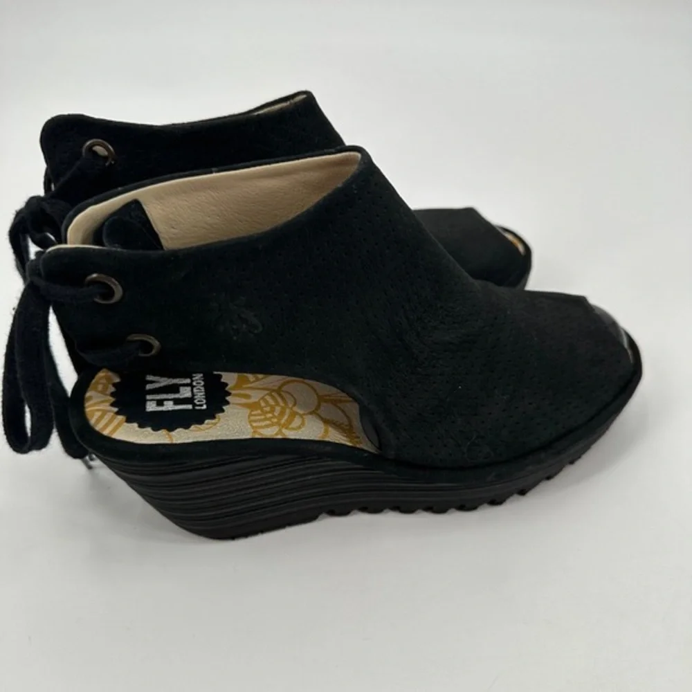 Black Peep Toe Platform Ankle Booties